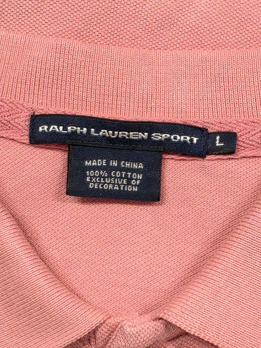 Ralph Lauren Embroidered Crest Pink & Navy Colorblock Polo Shirt Size Large 90s - Picture 6 of 14